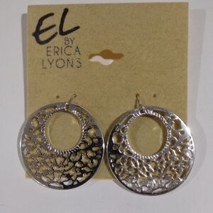 EL by Erica Lyons Filigree Silver tone Circle Design Earrings - Women's Jewelry